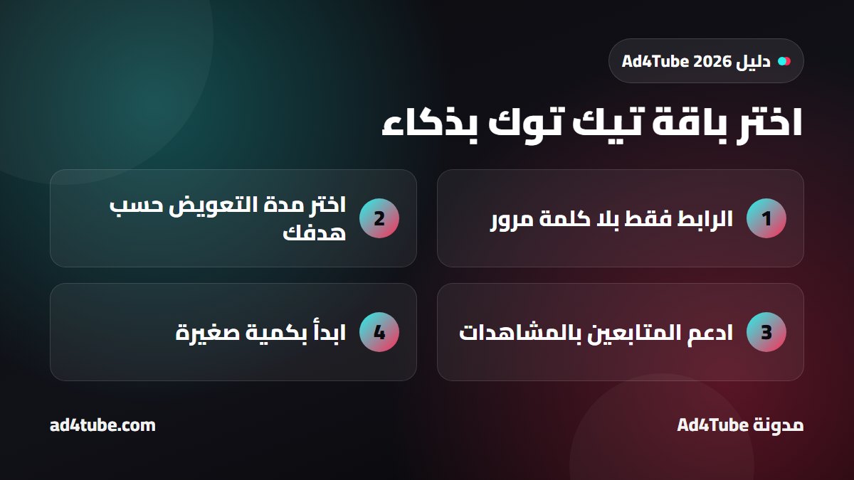 إنفوغرافيك أفضل موقع زيادة متابعين تيك توك: أربع نصائح لاختيار الباقة