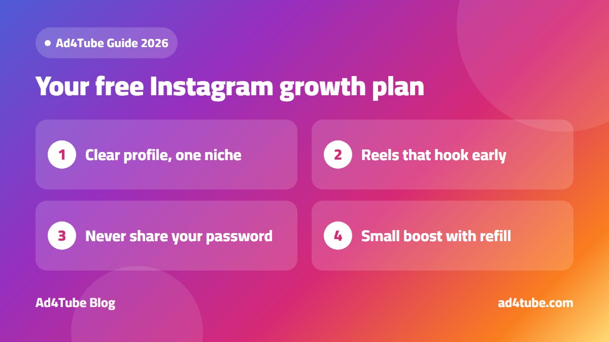 Infographic summarising how to increase Instagram followers for free